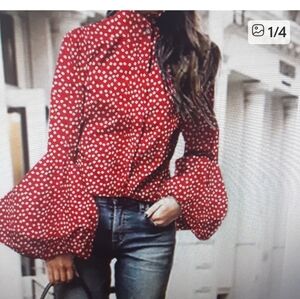 Red Polka Dot Women's Top